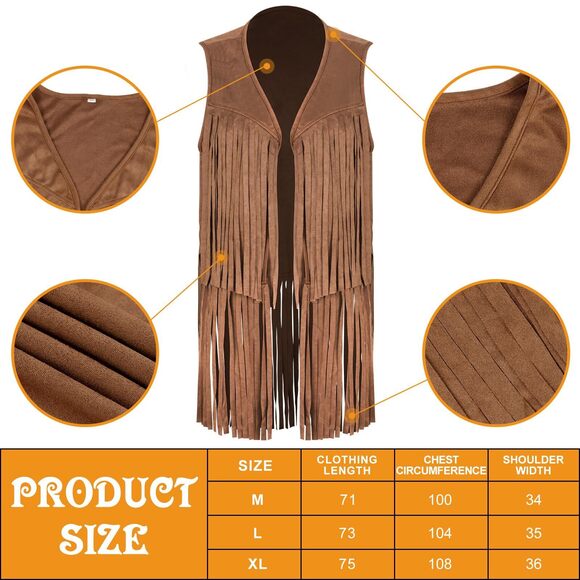 4292 Fringe Vest Cowgirl Hat With Western Jewelry Necklace Accessoriess main image 4